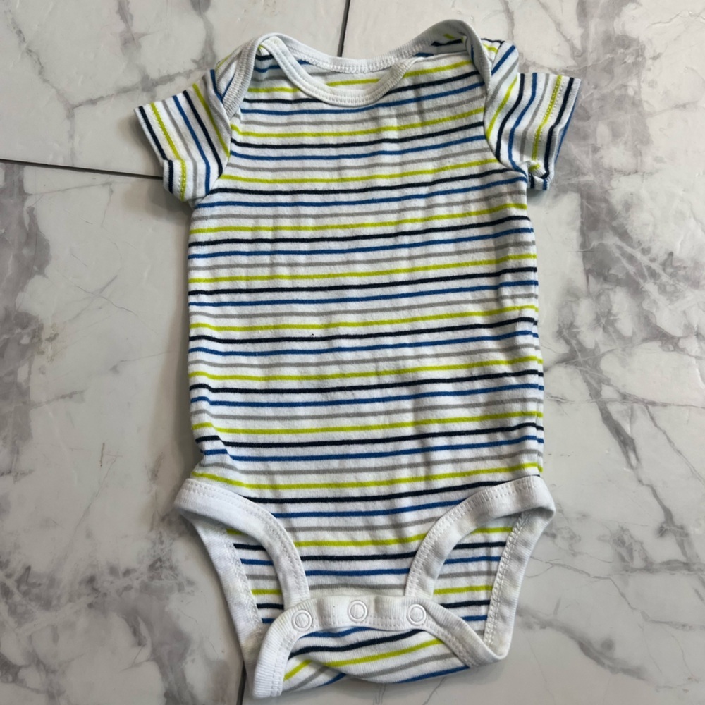 Child of Mine Striped Bodysuit - Blue, Green, White